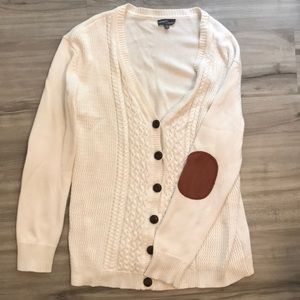 Cream cardigan with elbow patches size M